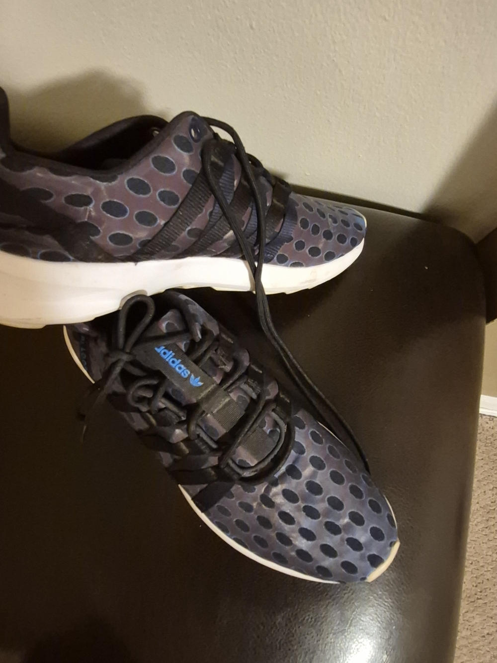 adidas Navy and Black Polka Dot Slip-On Sneakers